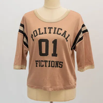 Pre-owned Saint Laurent Sporty Pink Crop Top With Political Fictions Print