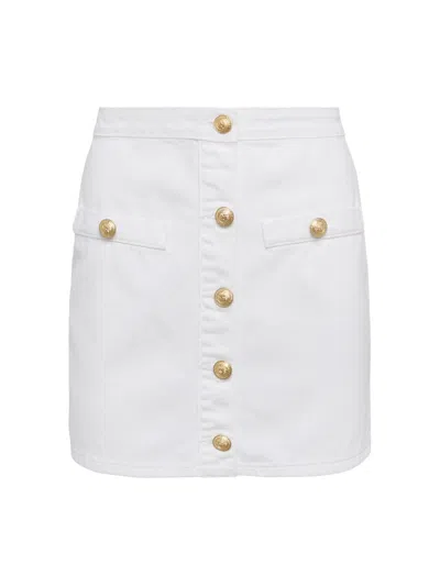 Shop L Agence Kris Denim Mini Skirt In Blanc