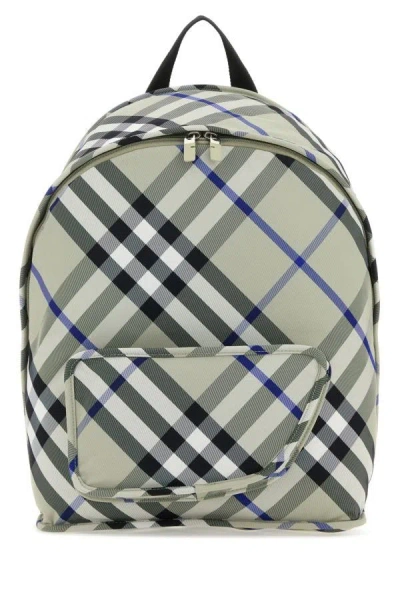 Shop Burberry Man Printed Nylon Shield Backpack In Multicolor