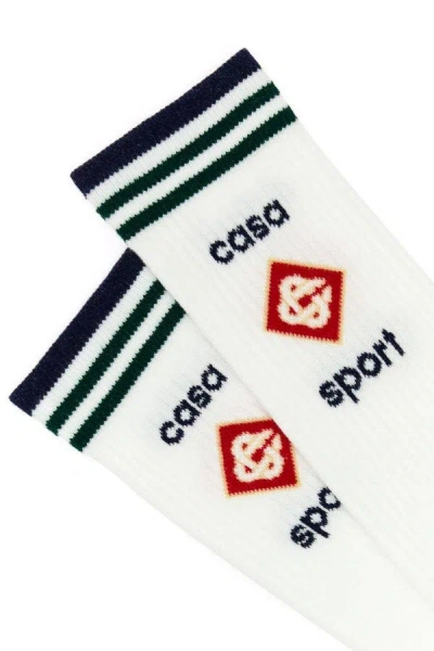 Shop Casablanca Unisex White Stretch Cotton Blend Socks