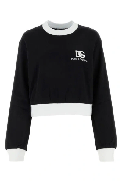 Shop Dolce & Gabbana Woman Black Cotton Blend Sweatshirt