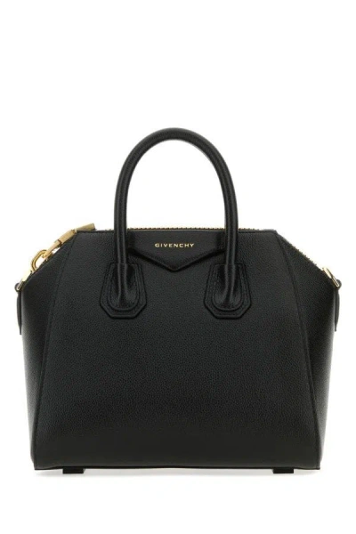 Shop Givenchy Woman Black Leather Mini Antigona Handbag