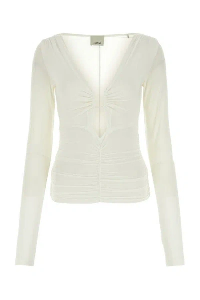 Shop Isabel Marant Woman White Stretch Viscose Laura Top