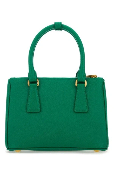 Shop Prada Woman Grass Green Leather Handbag
