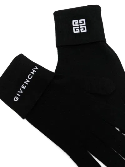 Shop Givenchy 4g Logo-embroidered Wool Gloves
