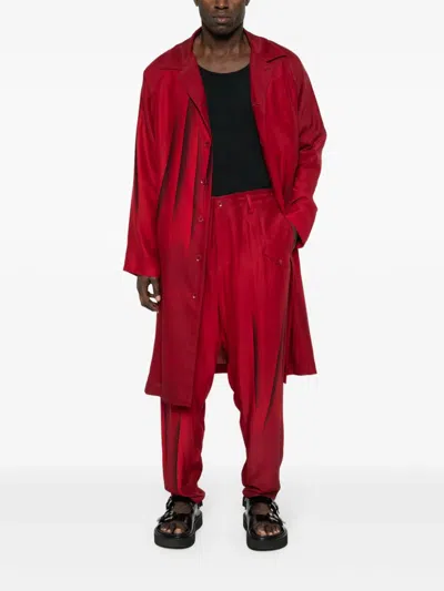 Shop Yohji Yamamoto Abstract-print Silk Trousers