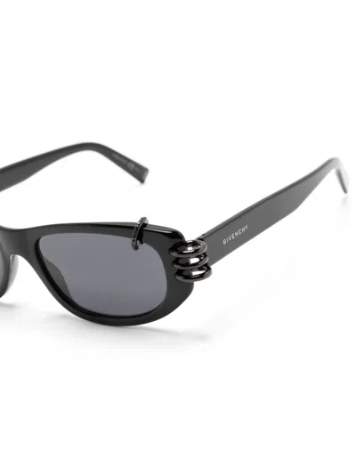 Shop Givenchy Anima Pierced Rectangle-frame Sunglasses