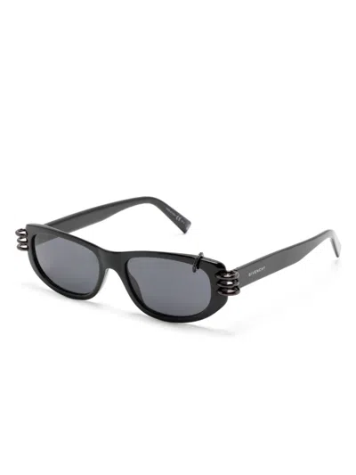 Shop Givenchy Anima Pierced Rectangle-frame Sunglasses