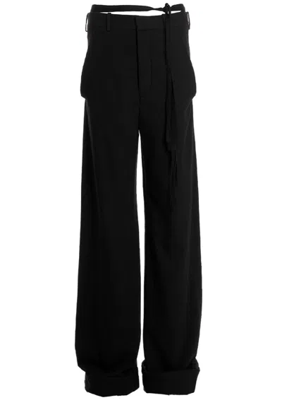 Ann Demeulemeester Herme 5 Pockets Slim Fit Cropped Trousers Denim In Black