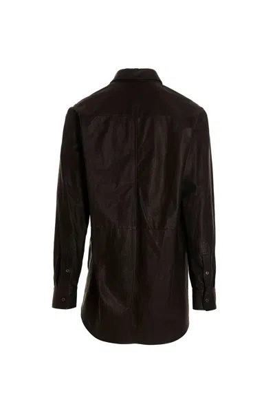 Shop Ann Demeulemeester Mark High Comfort Leather Shirt Black