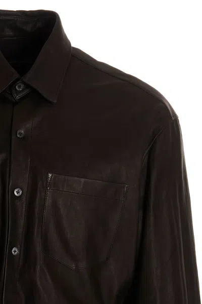 Shop Ann Demeulemeester Mark High Comfort Leather Shirt Black