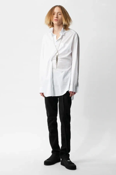 Shop Ann Demeulemeester Mark High Comfort Striped Popeline Shirt