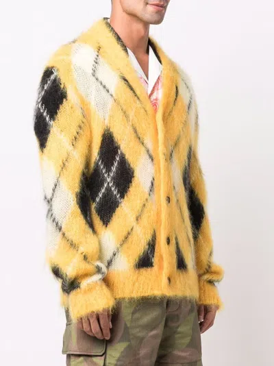 Shop Marni Argyle-knit Cardigan