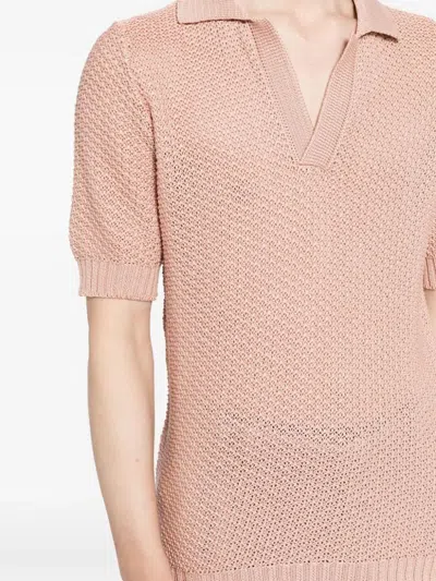 Shop Tagliatore Asher Crochet-knit Polo Shirt