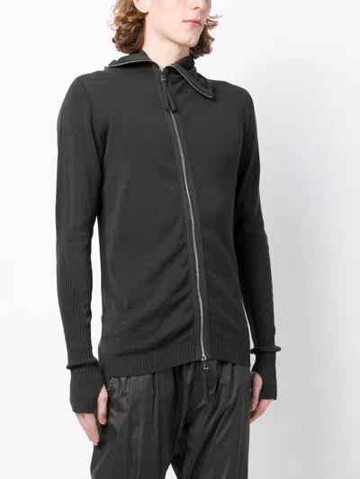 Shop Boris Bidjan Saberi Asymmetric-zip Hooded Cardigan