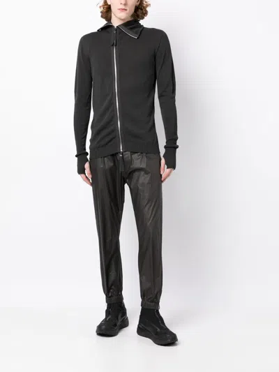 Shop Boris Bidjan Saberi Asymmetric-zip Hooded Cardigan