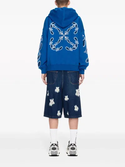 Shop Off-white Bandana-embroidered Cotton Hoodie