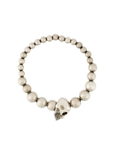 Shop Alexander Mcqueen Beaded Skull Motif Bracelet