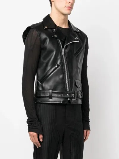Shop Black Comme Des Garçons Belted Sleeveless Biker Jacket