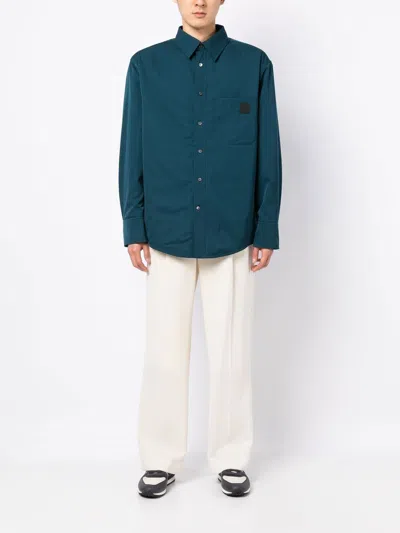 Shop Lanvin Box-pleat Long-sleeved Shirt