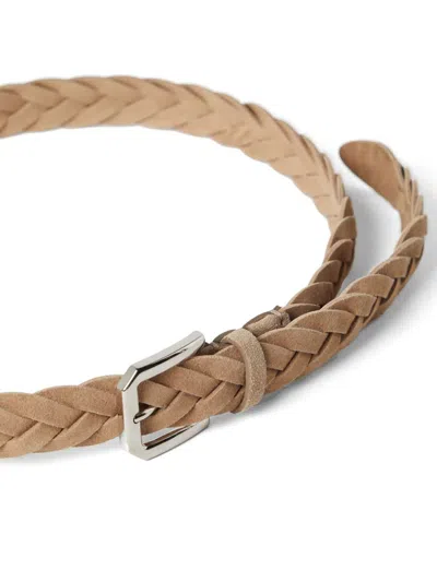 Shop Brunello Cucinelli Braided Suede Belt