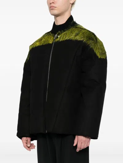 Shop Rick Owens Brushed-effect Panelled Padded Jacket