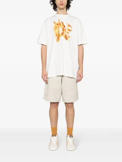 Shop Palm Angels Burning Monogram-print T-shirt