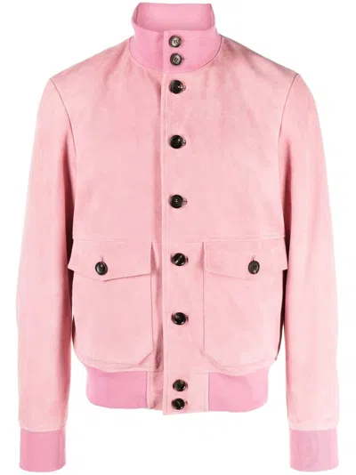 Shop Bally Button-up Leather Bomber Jacket