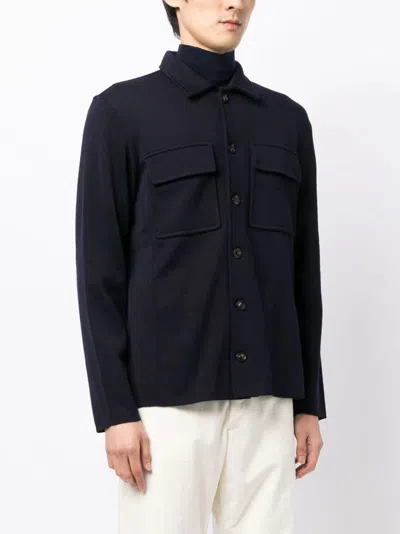 Shop Lardini Buttonedd Wool Shirt Jacket