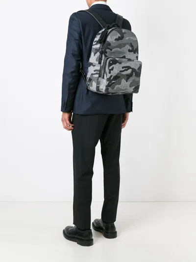 Valentino Camouflage-print Backpack In Gray