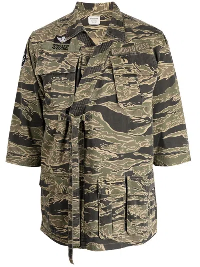 Shop Maharishi Camouflage Belted Shirt Jacket