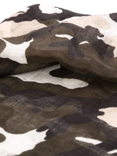 Shop Valentino Camouflage Print Frayed Scarf