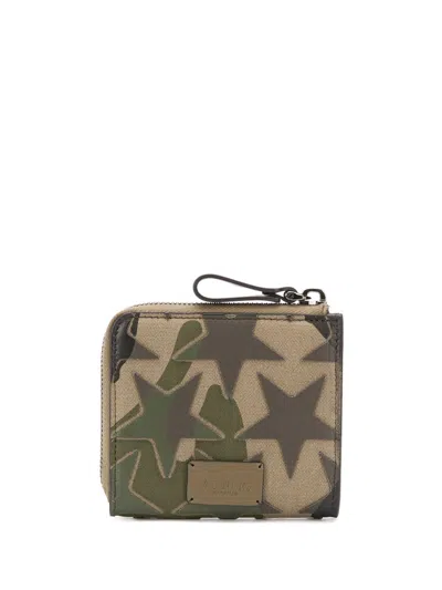 Shop Valentino Camouflage Star Patch Wallet