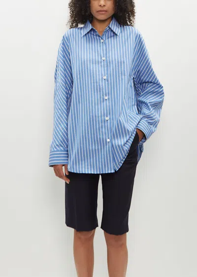 Shop Dries Van Noten Casio Striped Cotton Shirt In Light Blue