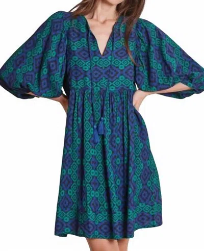 Tyler Boe Janet Crepe Tapestry Dress In Blue Multi In Multi