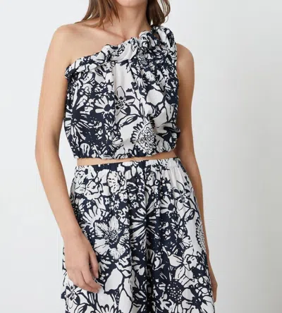 VELVET BY GRAHAM & SPENCER CAMILLA CLEMENTINE PRINT ONE SHOULDER TOP IN BLACK 