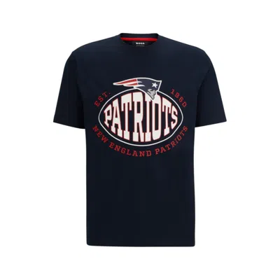 Shop Hugo Boss X Nfl Stretch-cotton T-shirt With Collaborative Branding In Multi