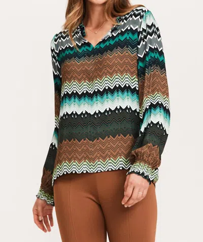 Shop Tyler Boe Alicia Crepe Chevron Blouse In Multi