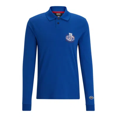 Shop Hugo Boss X Nfl Long-sleeved Polo Shirt With Collaborative Branding In Multi