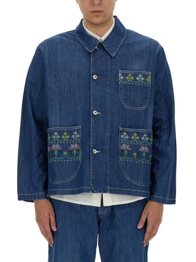 Shop Ymc You Must Create Ymc Jacket With Embroidery In Denim