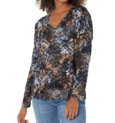 Elliott Lauren Blurred Lines Knit Top In Black Multi In Multi