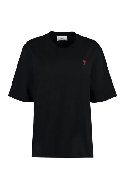 Shop Ami Alexandre Mattiussi Ami Paris Cotton Crew-neck T-shirt In Black