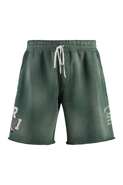 Shop Amiri Cotton Bermuda Shorts In Green