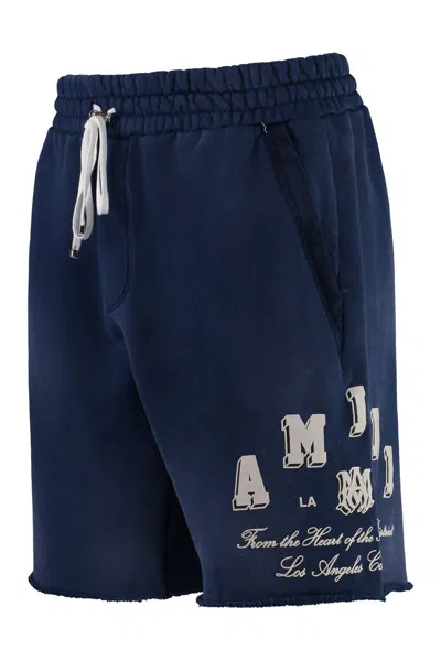 Shop Amiri Cotton Bermuda Shorts In Blue