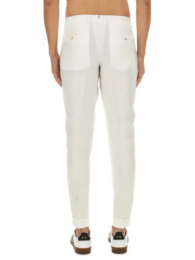 Shop Hugo Boss Boss Linen Pants In White