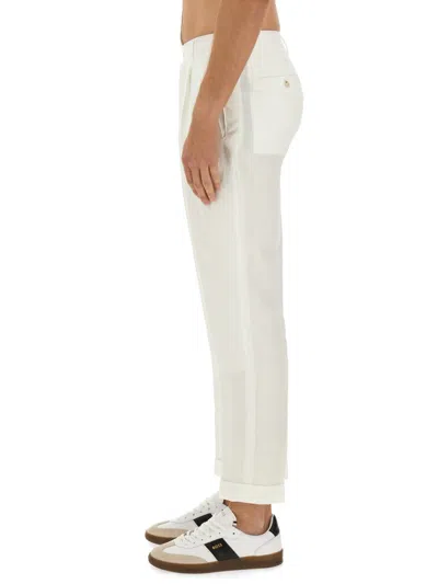 Shop Hugo Boss Boss Linen Pants In White