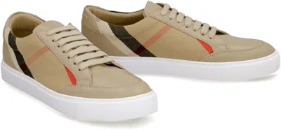 Shop Burberry House Check Print Detail Sneakers In Beige