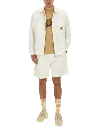 Shop Carhartt Wip Cotton Bermuda Shorts In White