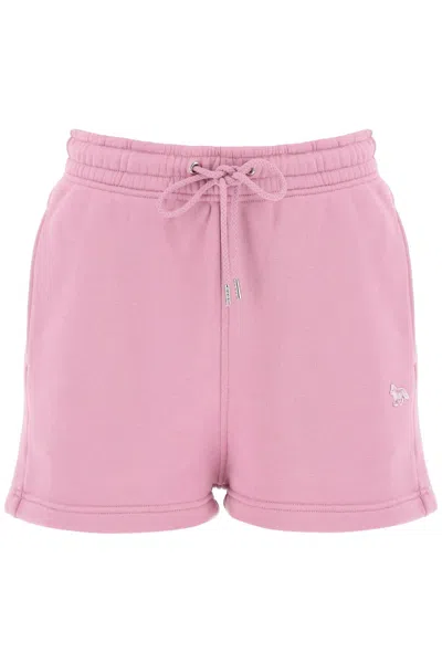 Shop Maison Kitsuné "baby Fox Sports Shorts With Patch Design In Rosa