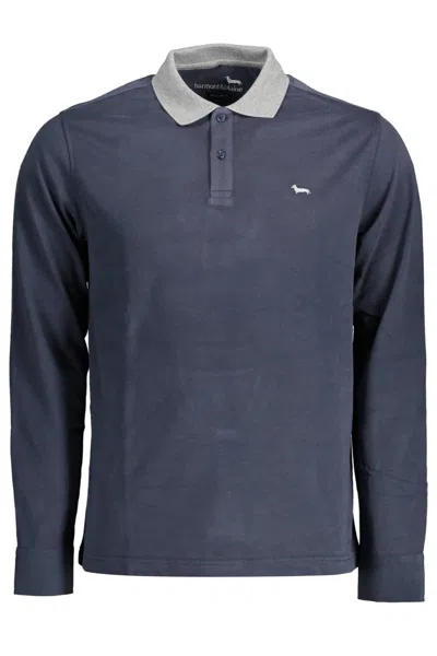 Shop Harmont & Blaine Blue Cotton Polo Shirt